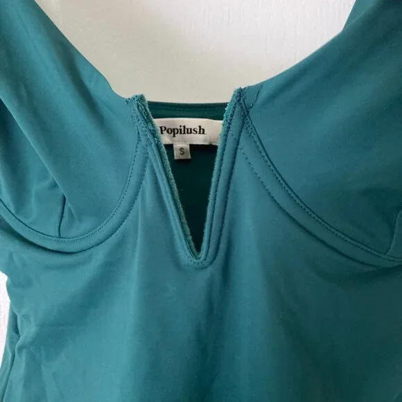 NWT POPILUSH Shapewear Solid Sculpting One-Piece Swimsuit - Picture 5 of 8